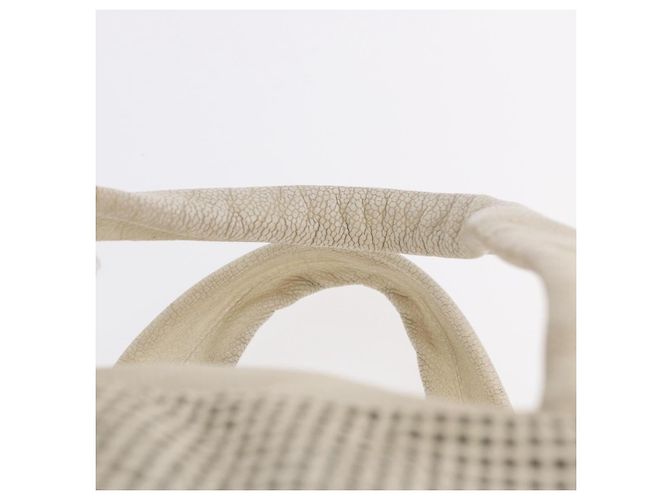 CHANEL COCO Handtasche aus Leder Elfenbein Silber CC Authentisch 192801 Roh - Ansicht 9