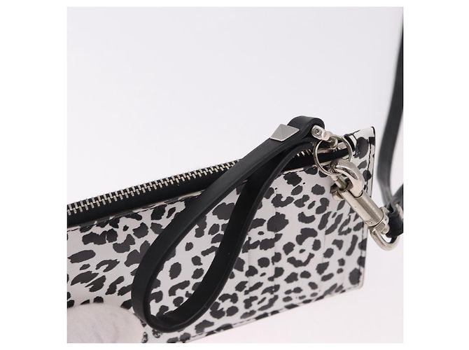 VALENTINO Tarjetero de cuero blanco plata Auth bs36085V - vista 15