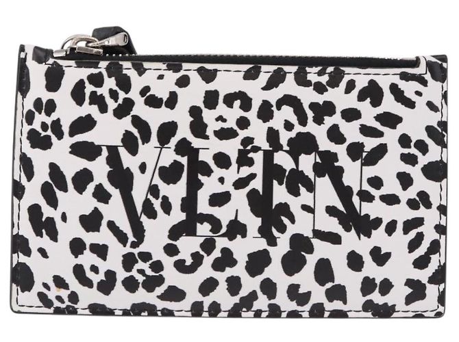 VALENTINO Tarjetero de cuero blanco plata Auth bs36085V - vista 2