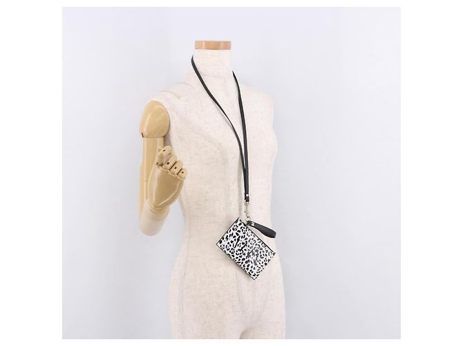 VALENTINO Tarjetero de cuero blanco plata Auth bs36085V - vista 21