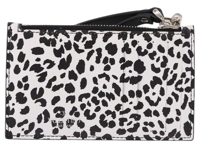 VALENTINO Tarjetero de cuero blanco plata Auth bs36085V - vista 3