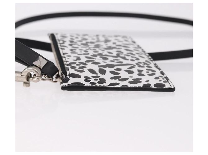 VALENTINO Tarjetero de cuero blanco plata Auth bs36085V - vista 5