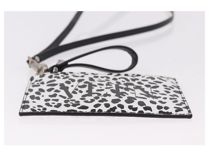 VALENTINO Tarjetero de cuero blanco plata Auth bs36085V - vista 9