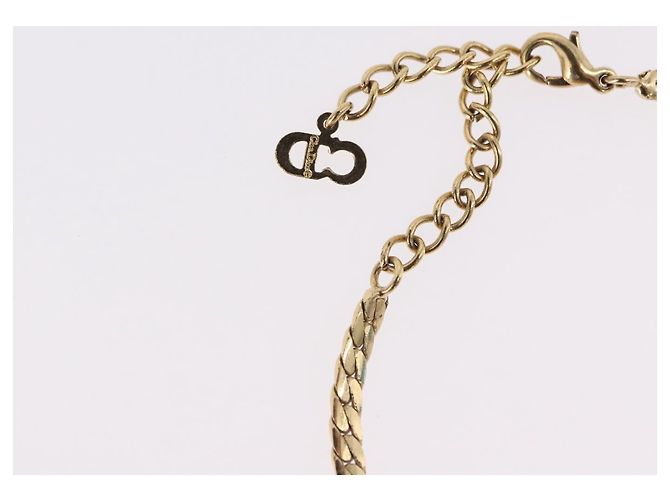Collana Choker Christian Dior Metallo Tonalità Oro Auth SW2531 - vista 16