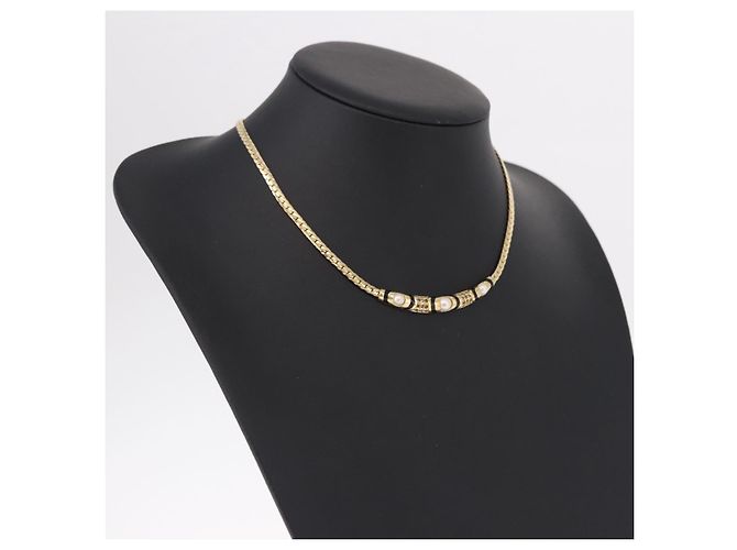 Collana Choker Christian Dior Metallo Tonalità Oro Auth SW2531 - vista 17