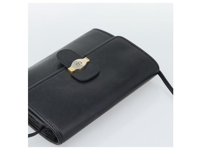 Borsa a tracolla Christian Dior in pelle nera e oro Auth ar14060 Nero D'oro - vista 6
