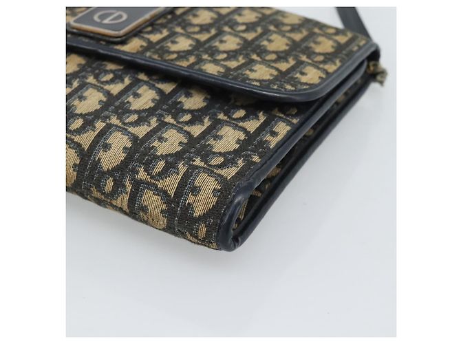 Borsa a tracolla Christian Dior Trotter Canvas Navy Gold Auth fm5383 D'oro Blu navy - vista 10