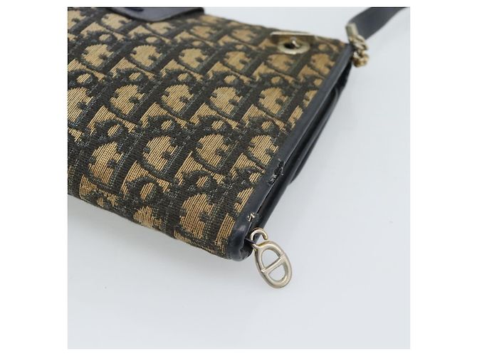 Borsa a tracolla Christian Dior Trotter Canvas Navy Gold Auth fm5383 D'oro Blu navy - vista 12