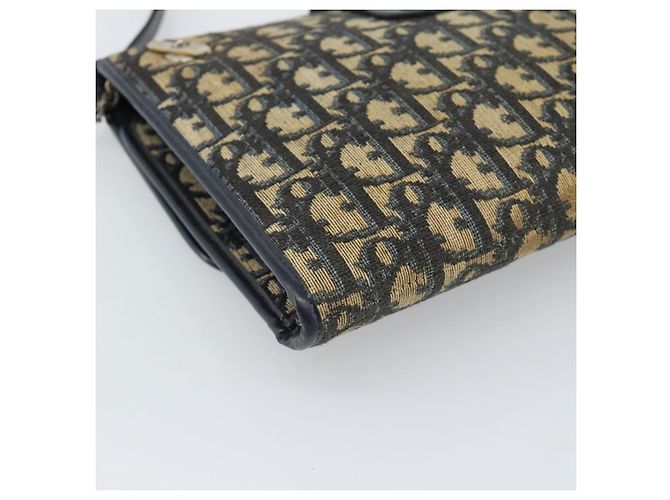 Borsa a tracolla Christian Dior Trotter Canvas Navy Gold Auth fm5383 D'oro Blu navy - vista 13
