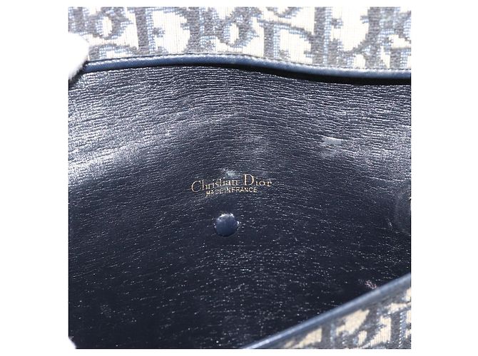 Borsa a tracolla Christian Dior Trotter Canvas Navy Gold Auth fm5383 D'oro Blu navy - vista 15