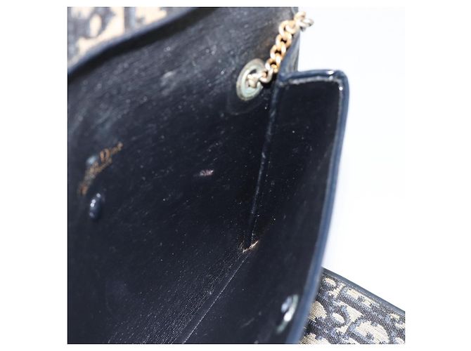 Borsa a tracolla Christian Dior Trotter Canvas Navy Gold Auth fm5383 D'oro Blu navy - vista 17