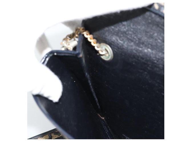 Borsa a tracolla Christian Dior Trotter Canvas Navy Gold Auth fm5383 D'oro Blu navy - vista 18