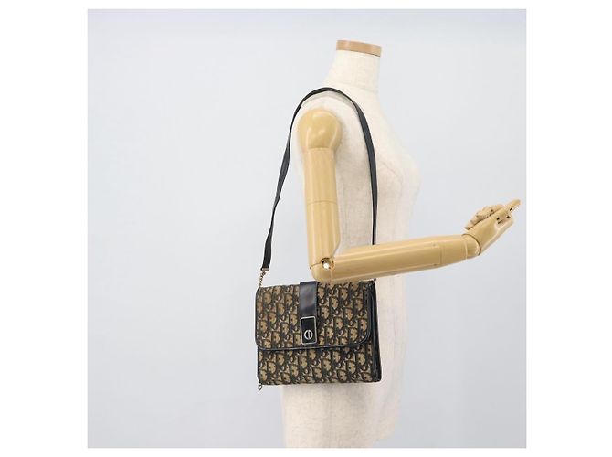 Borsa a tracolla Christian Dior Trotter Canvas Navy Gold Auth fm5383 D'oro Blu navy - vista 21