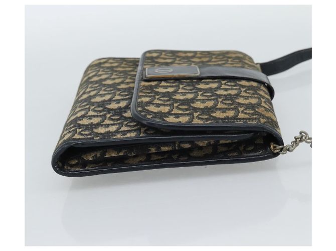 Borsa a tracolla Christian Dior Trotter Canvas Navy Gold Auth fm5383 D'oro Blu navy - vista 5