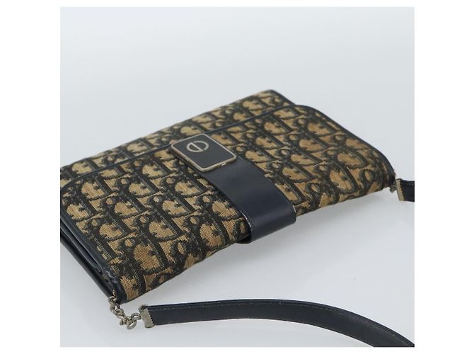 Borsa a tracolla Christian Dior Trotter Canvas Navy Gold Auth fm5383 D'oro Blu navy - vista 6