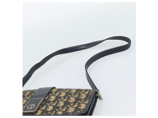 Borsa a tracolla Christian Dior Trotter Canvas Navy Gold Auth fm5383 D'oro Blu navy - vista 8