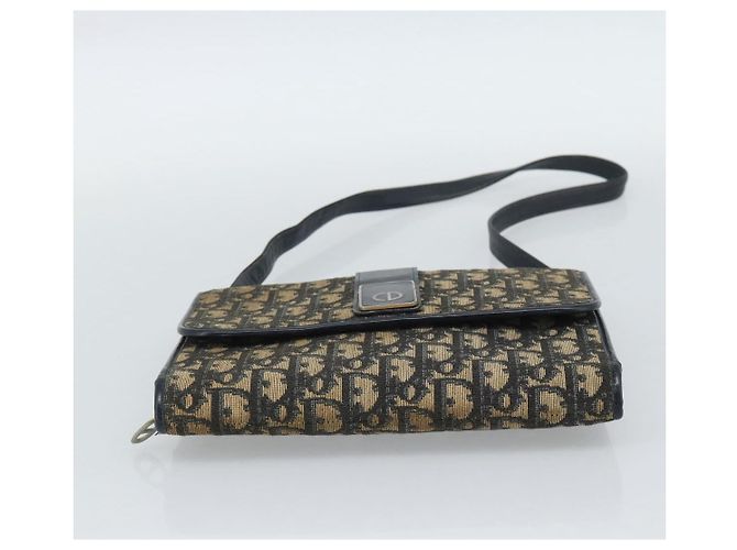 Borsa a tracolla Christian Dior Trotter Canvas Navy Gold Auth fm5383 D'oro Blu navy - vista 9
