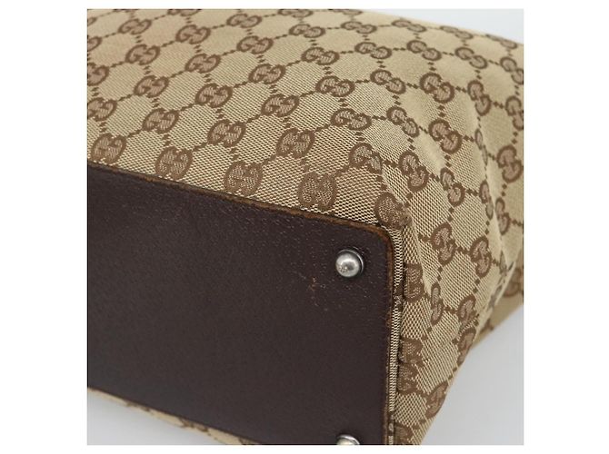 Borsa Tote GUCCI GG Canvas Beige Argento 120836 Auth 192823 - vista 10