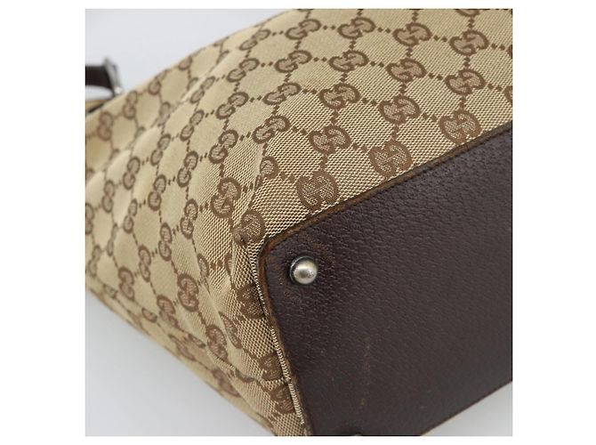 Borsa Tote GUCCI GG Canvas Beige Argento 120836 Auth 192823 - vista 11