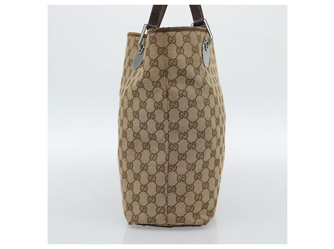 Borsa Tote GUCCI GG Canvas Beige Argento 120836 Auth 192823 - vista 4