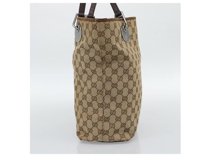 Borsa Tote GUCCI GG Canvas Beige Argento 120836 Auth 192823 - vista 5