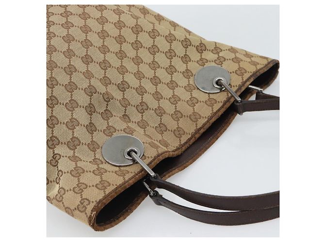 Borsa Tote GUCCI GG Canvas Beige Argento 120836 Auth 192823 - vista 6