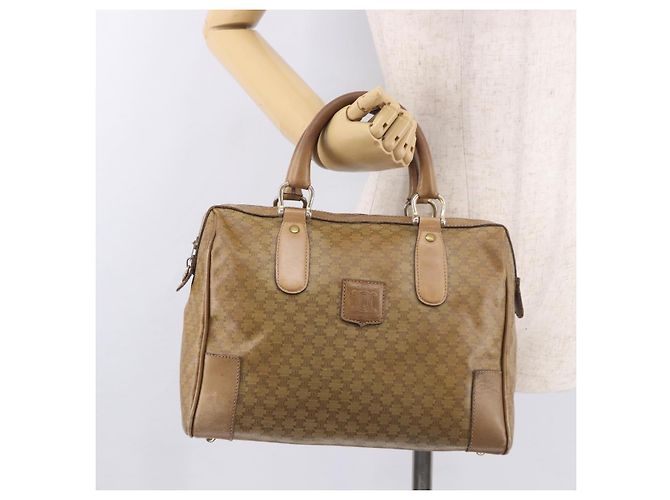 Céline Borsa CELINE Macadam Canvas PVC Beige Oro Autentica gh2177 D'oro - vista 23