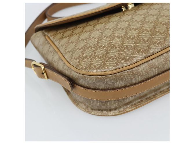 Céline Borsa a Spalla CELINE in Tela Macadam PVC Beige Oro Auth 192266 D'oro - vista 11