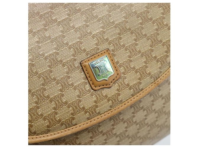 Céline Borsa a Spalla CELINE in Tela Macadam PVC Beige Oro Auth 192266 D'oro - vista 14