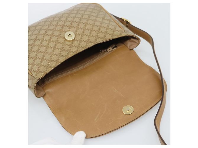 Céline Borsa a Spalla CELINE in Tela Macadam PVC Beige Oro Auth 192266 D'oro - vista 15