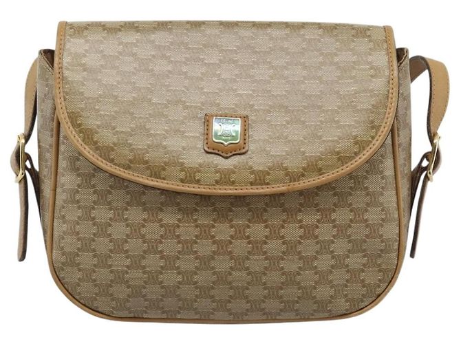 Céline Borsa a Spalla CELINE in Tela Macadam PVC Beige Oro Auth 192266 D'oro - vista 2