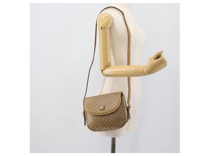 Céline Borsa a Spalla CELINE in Tela Macadam PVC Beige Oro Auth 192266 D'oro - vista 22
