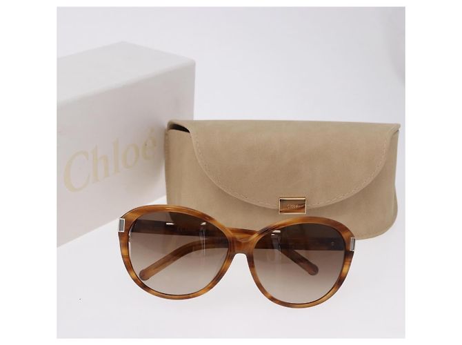 Chloé Gafas de sol Chloe de plástico Marrón Auth BA14435A Castaño - vista 14