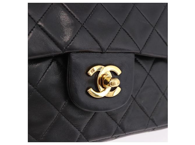 Borsa a tracolla CHANEL Chain Matelasse25 in pelle d'agnello nera e oro CC Auth 191834SAM Nero D'oro - vista 14