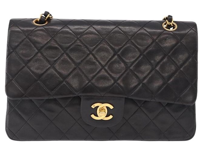 Borsa a tracolla CHANEL Chain Matelasse25 in pelle d'agnello nera e oro CC Auth 191834SAM Nero D'oro - vista 2