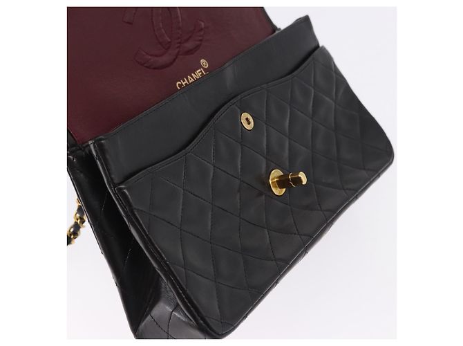 Borsa a tracolla CHANEL Chain Matelasse25 in pelle d'agnello nera e oro CC Auth 191834SAM Nero D'oro - vista 20
