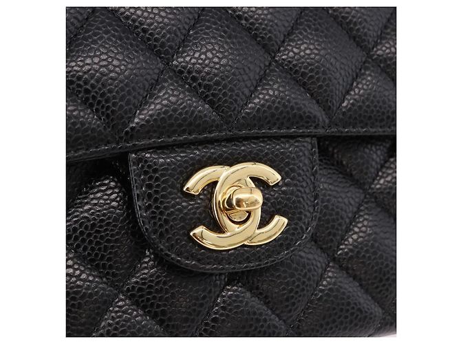 CHANEL Borsa a Spalla Chain Matelasse 25 Pelle Caviar Nera Oro CC Auth yk20614SM Nero D'oro - vista 14