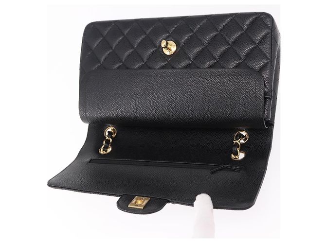 CHANEL Borsa a Spalla Chain Matelasse 25 Pelle Caviar Nera Oro CC Auth yk20614SM Nero D'oro - vista 15