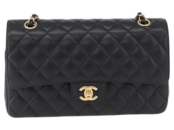 CHANEL Borsa a Spalla Chain Matelasse 25 Pelle Caviar Nera Oro CC Auth yk20614SM Nero D'oro - vista 2