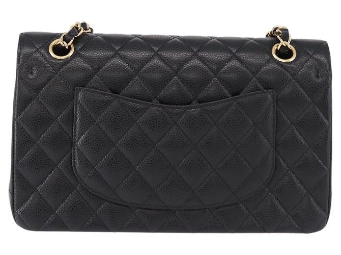 CHANEL Borsa a Spalla Chain Matelasse 25 Pelle Caviar Nera Oro CC Auth yk20614SM Nero D'oro - vista 3