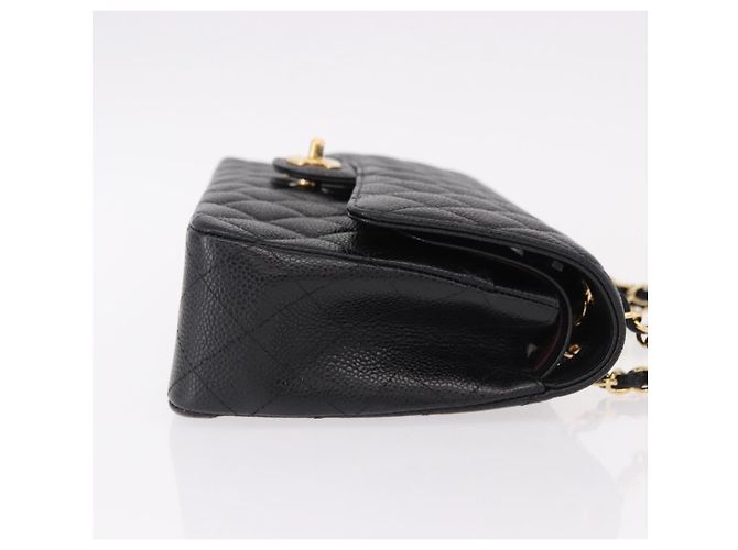 CHANEL Borsa a Spalla Chain Matelasse 25 Pelle Caviar Nera Oro CC Auth yk20614SM Nero D'oro - vista 4