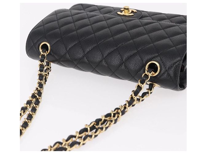 CHANEL Borsa a Spalla Chain Matelasse 25 Pelle Caviar Nera Oro CC Auth yk20614SM Nero D'oro - vista 6