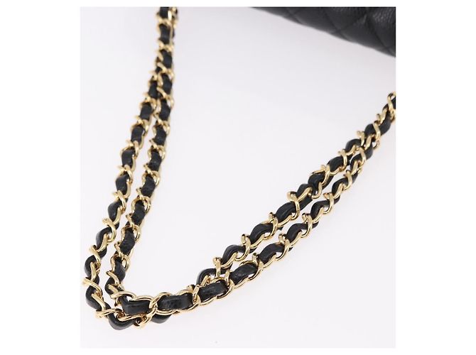 CHANEL Borsa a Spalla Chain Matelasse 25 Pelle Caviar Nera Oro CC Auth yk20614SM Nero D'oro - vista 7