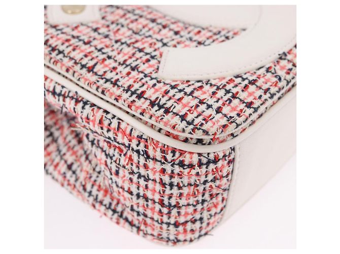 CHANEL Matelasse Chain Shoulder Bag Tweed Red Gold CC Auth 192084SAM Golden - view 10