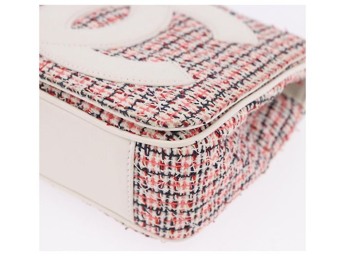 CHANEL Matelasse Chain Shoulder Bag Tweed Red Gold CC Auth 192084SAM Golden - view 11