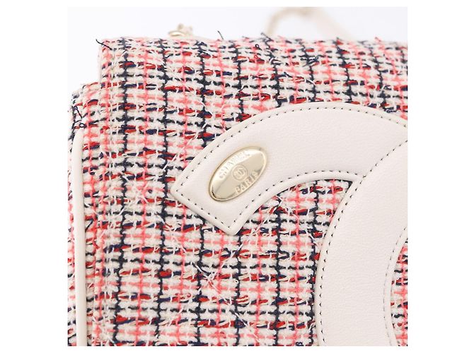 CHANEL Matelasse Chain Shoulder Bag Tweed Red Gold CC Auth 192084SAM Golden - view 14