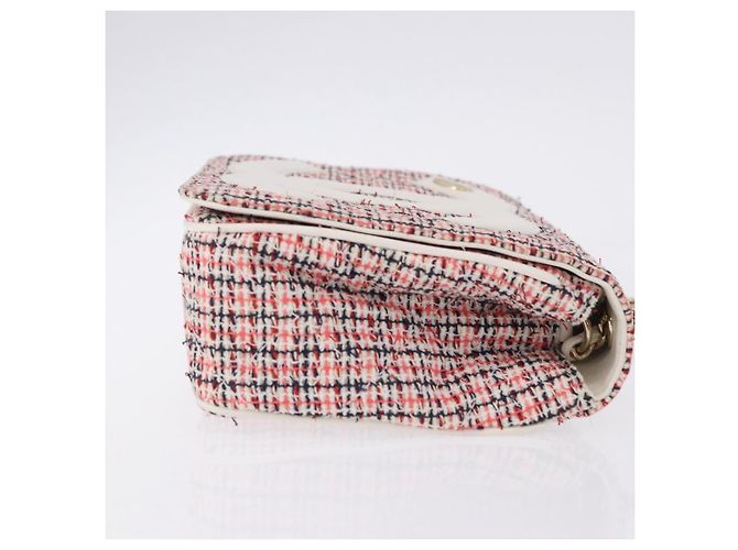CHANEL Matelasse Chain Shoulder Bag Tweed Red Gold CC Auth 192084SAM Golden - view 4