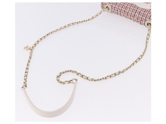 CHANEL Matelasse Chain Shoulder Bag Tweed Red Gold CC Auth 192084SAM Golden - view 7