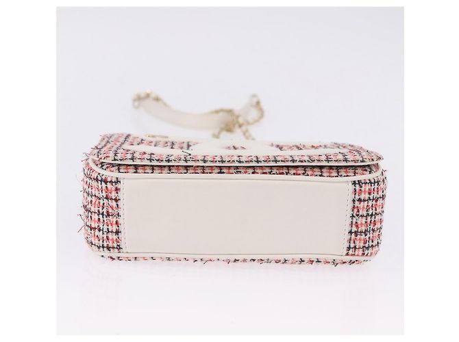 CHANEL Matelasse Chain Shoulder Bag Tweed Red Gold CC Auth 192084SAM Golden - view 9