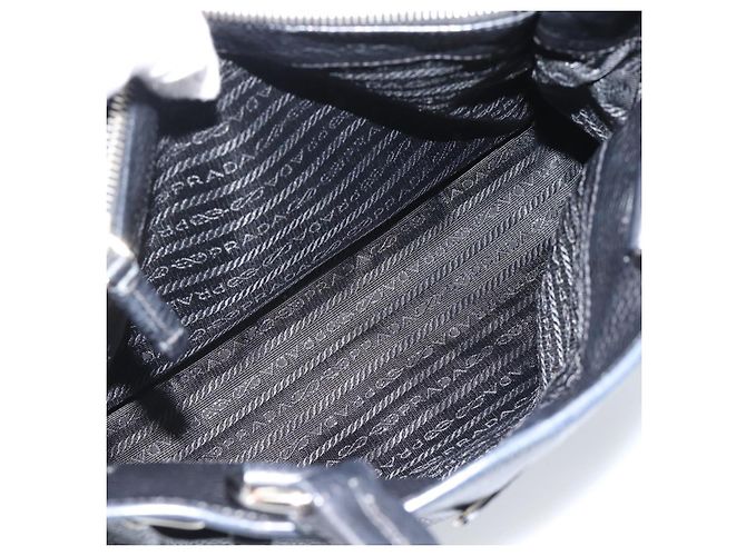 PRADA Tote Bag Vittero Dino Leather Schwarz Silber Authentisch 192267SAM - Ansicht 24